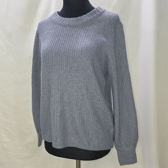 Market & Spruce Grey Ribbed Knit Crewneck Sweater – Size Small – Soft & Classic - Picture 2 of 8